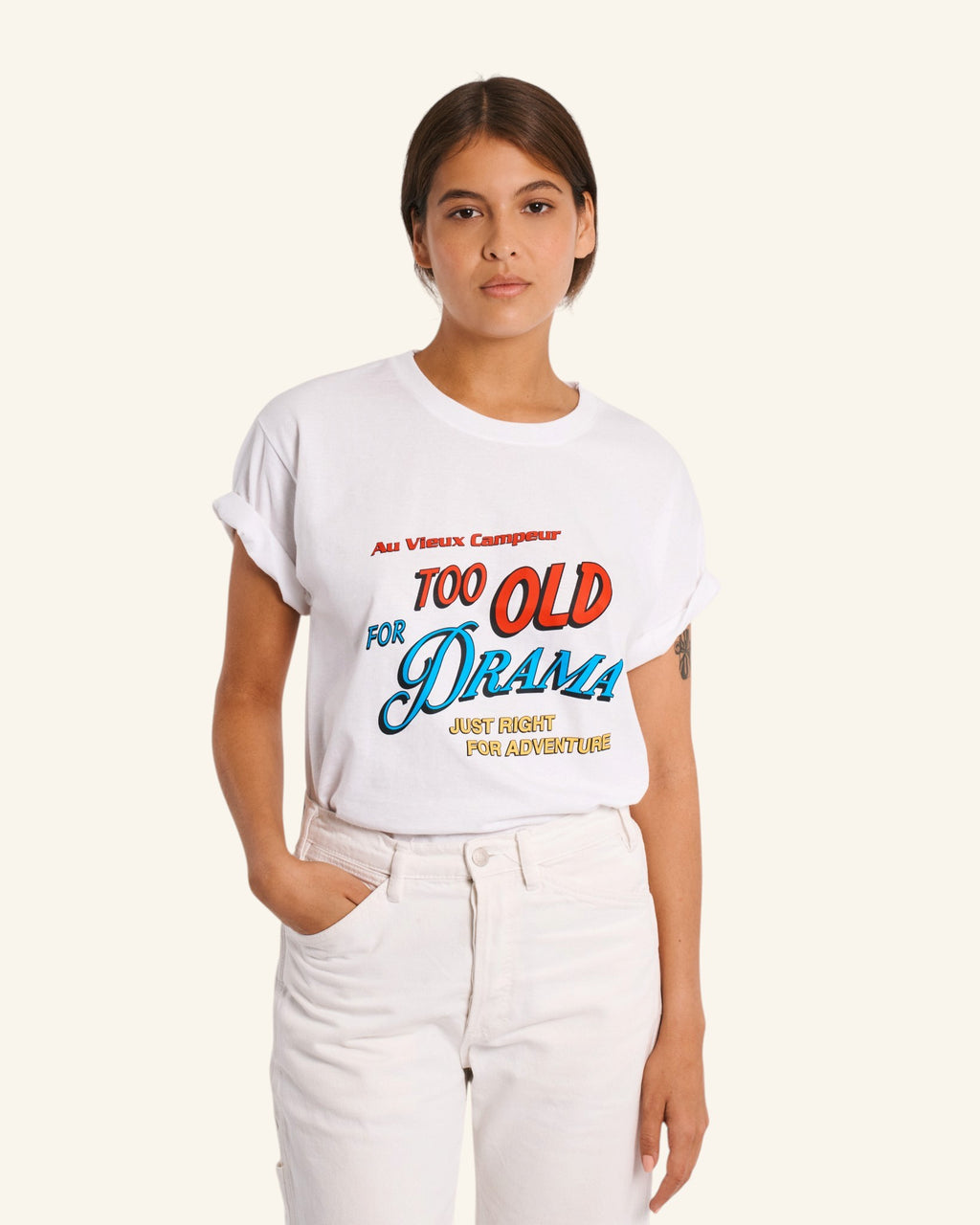 T-shirt Too Old for Drama - Blanc