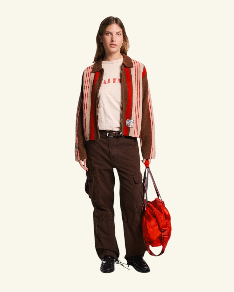 Gilet Alma - Marron Beige & Rouge