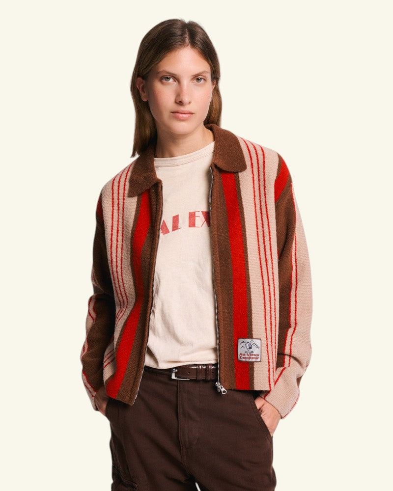 Gilet Alma - Marron Beige & Rouge