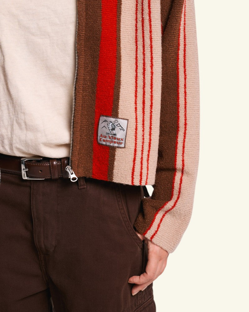 Alma Vest - Brown Beige & Red