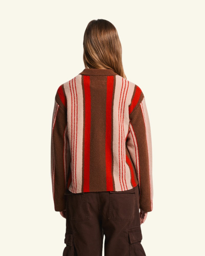 Alma Vest - Brown Beige & Red