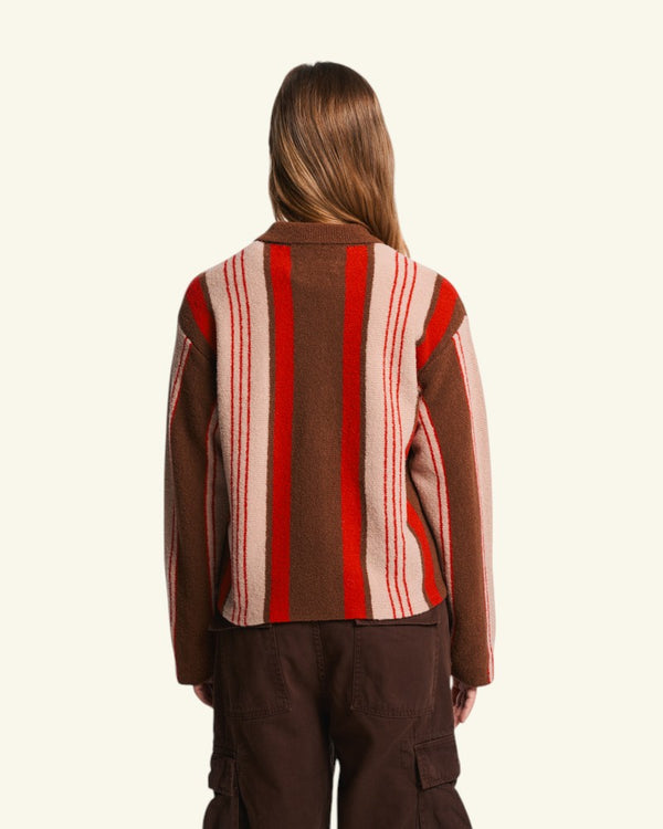 Alma Vest - Brown Beige & Red