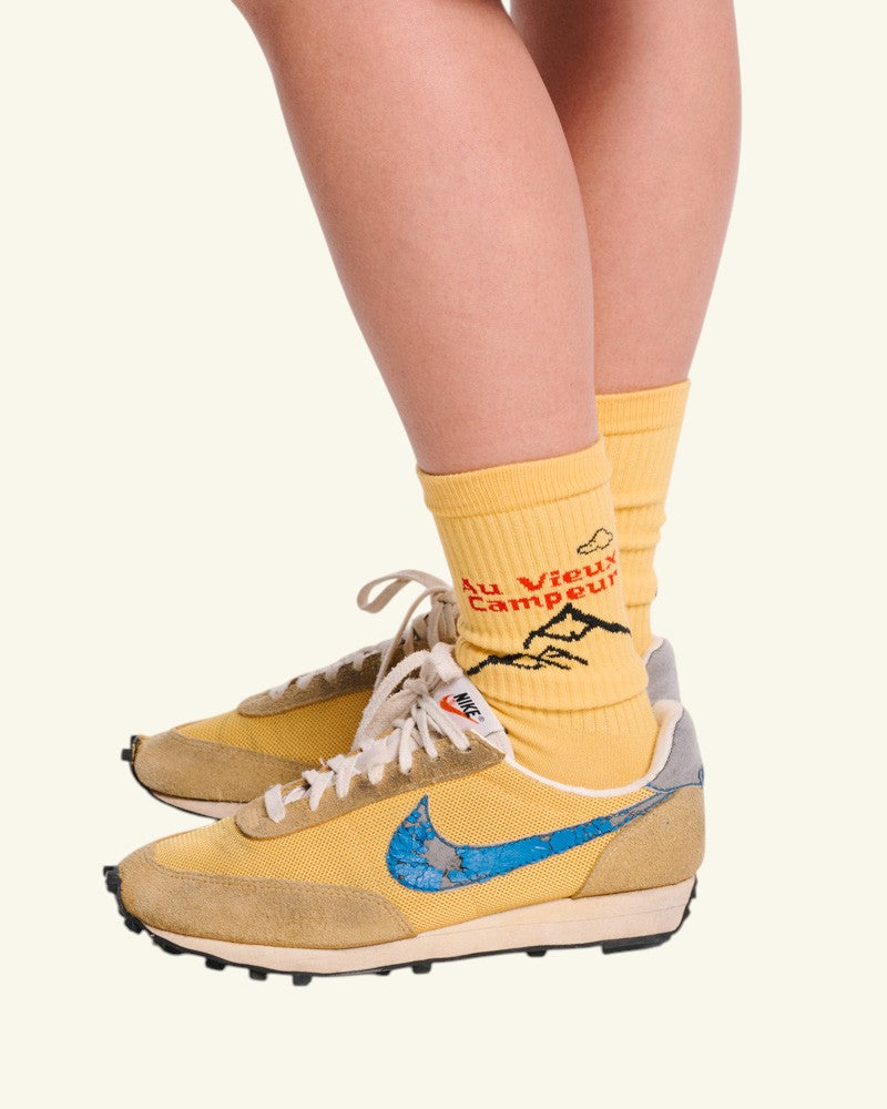 Chaussettes Chaine Montagnes - Jaune Rouge & Noir
