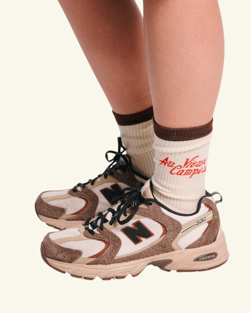 Chaussettes AVC Vintage - Ecru Marron & Rouge