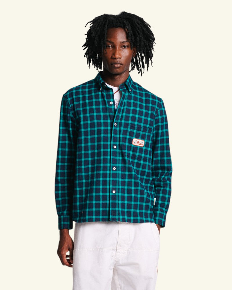 Chemise Elmer Flanelle - Marine & Vert d'eau