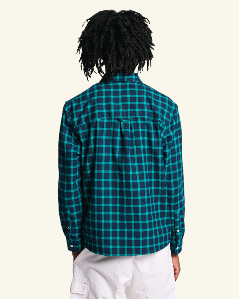 Chemise Elmer Flanelle - Marine & Vert d'eau