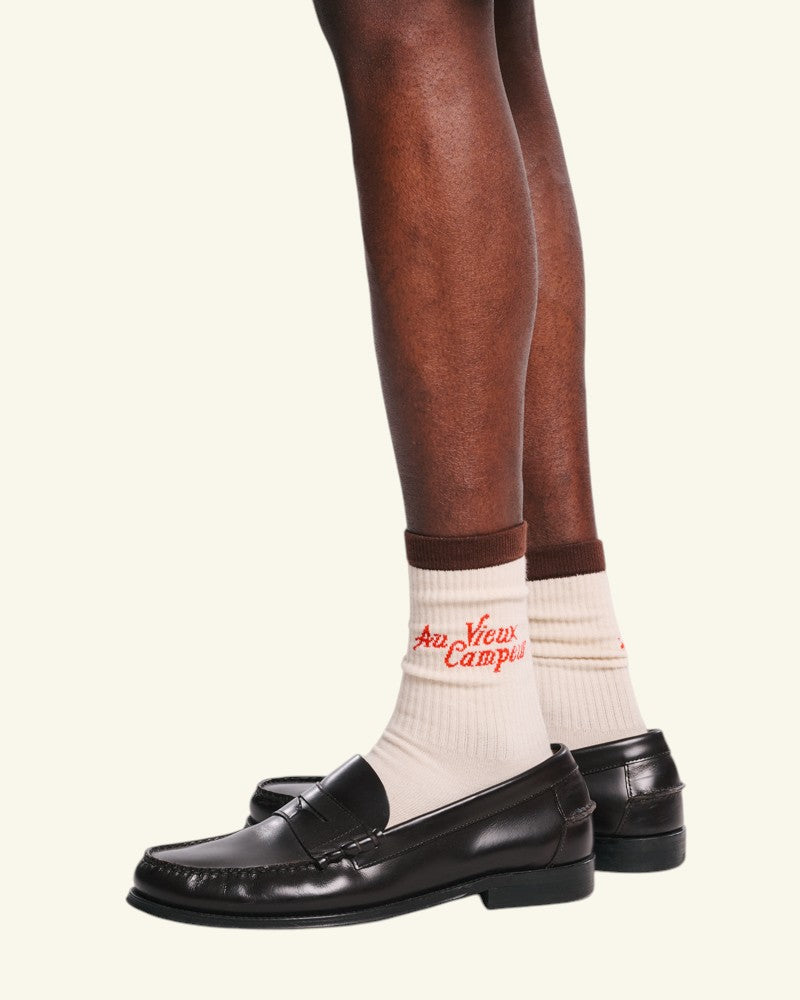 Chaussettes AVC Vintage - Ecru Marron & Rouge