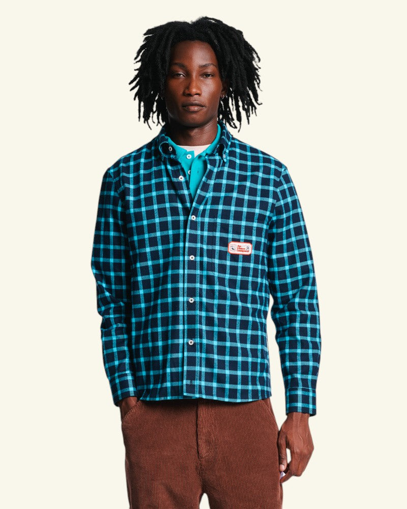 Chemise Elmer Flanelle - Marine & Turquoise