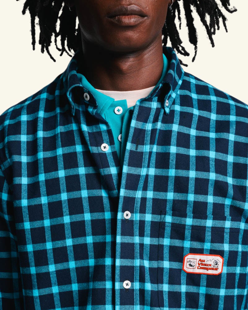 Chemise Elmer Flanelle - Marine & Turquoise