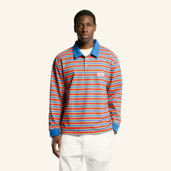 Roger striped polo shirt - Green Red & Blue