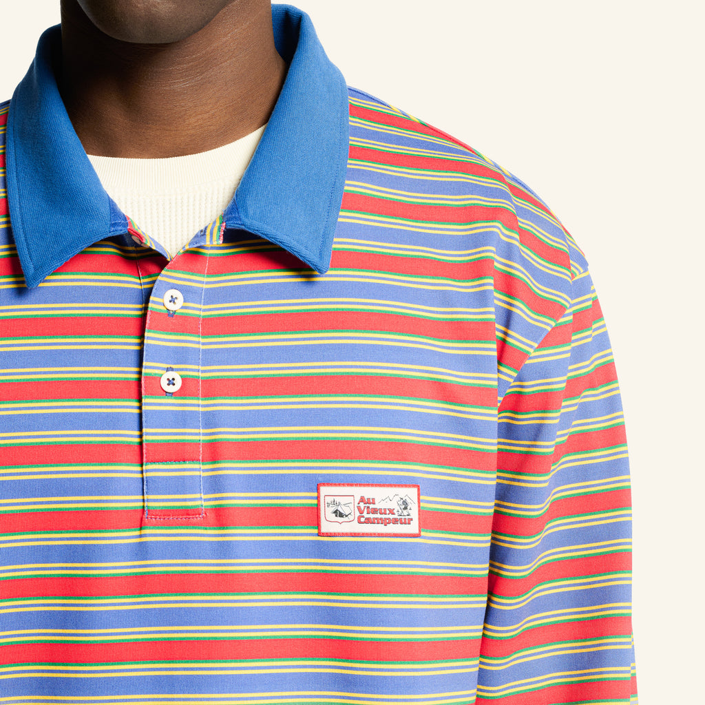 Roger striped polo shirt - Green Red & Blue