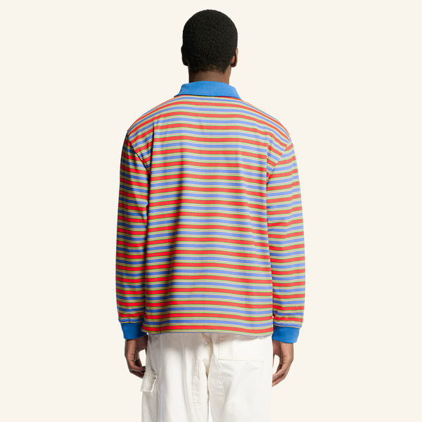 Roger striped polo shirt - Green Red & Blue