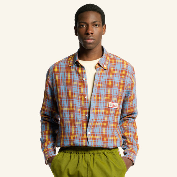 Elmer Plaid Shirt - Brown Blue & Yellow