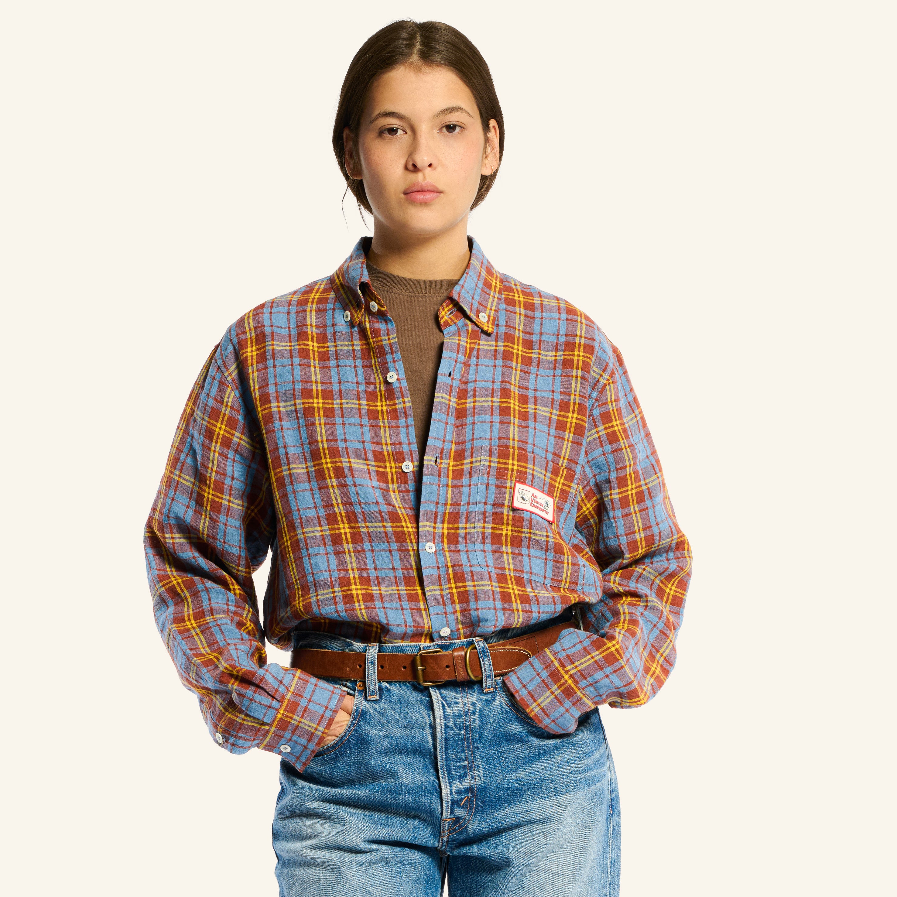 Elmer Plaid Shirt - Brown Blue & Yellow