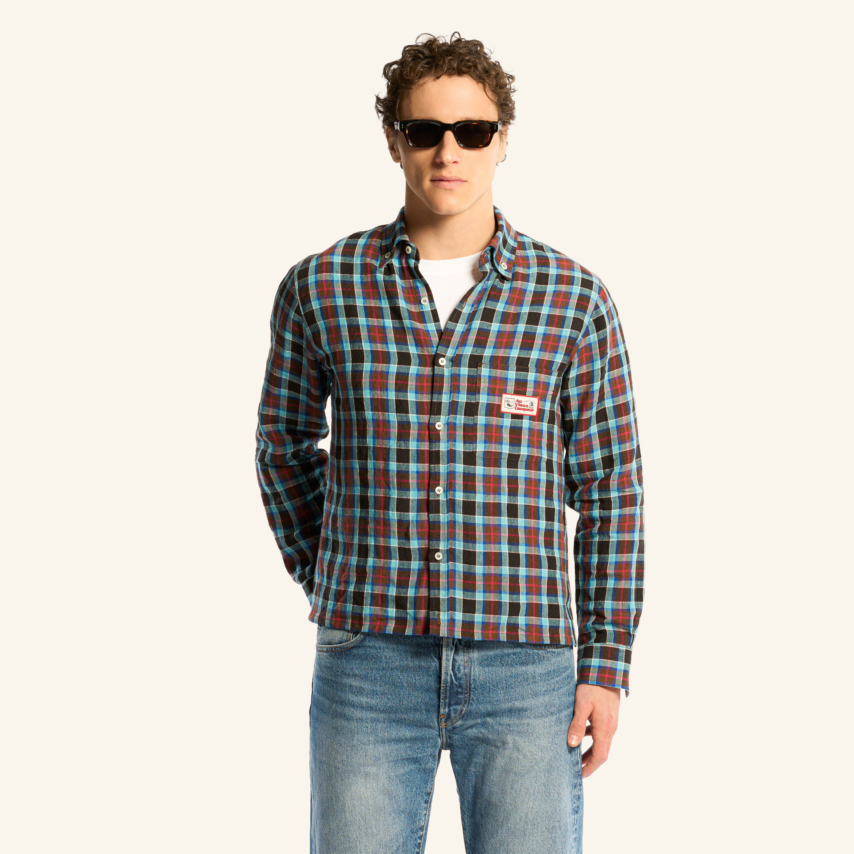 Elmer Plaid Shirt - Blue Brown & Pink