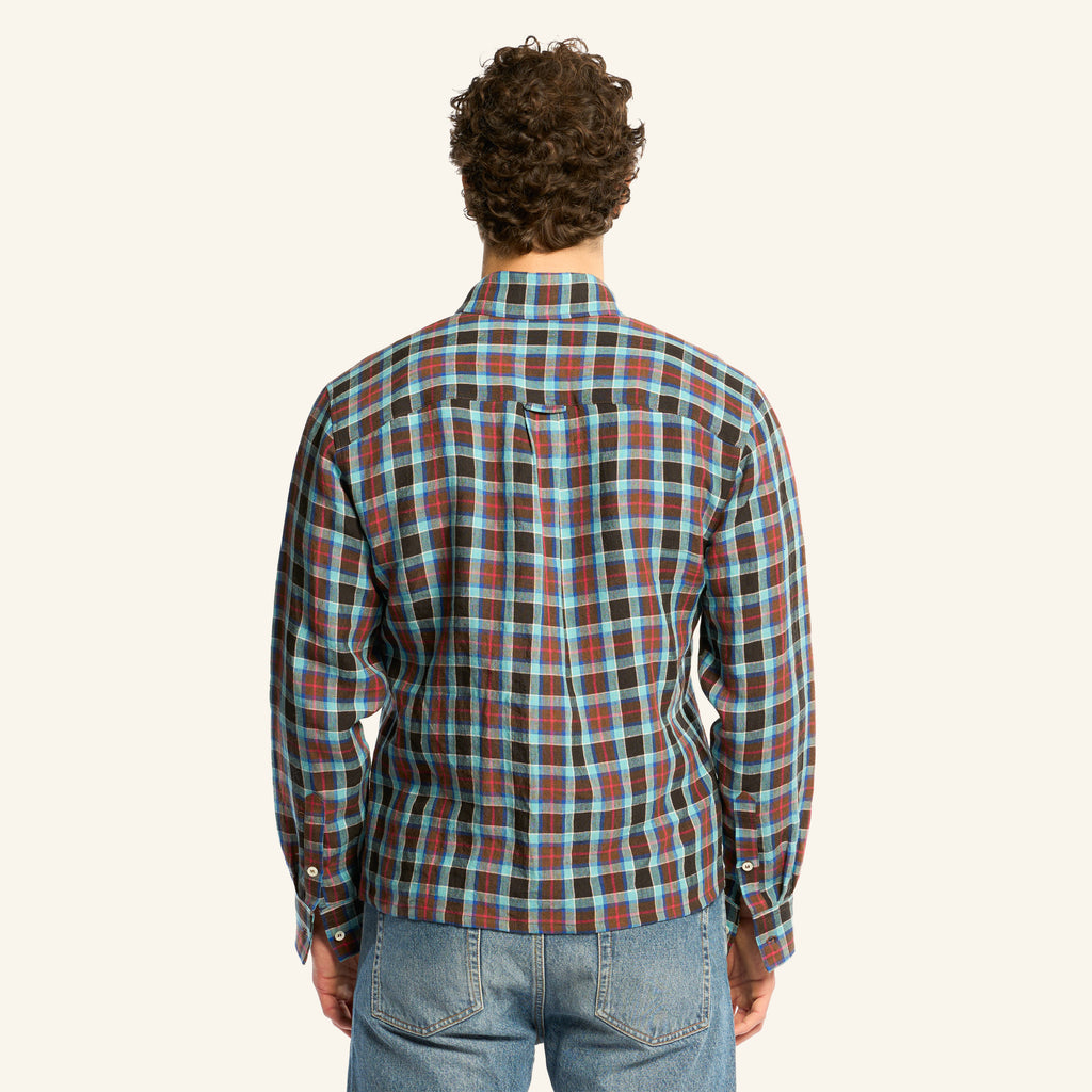 Elmer Plaid Shirt - Blue Brown & Pink