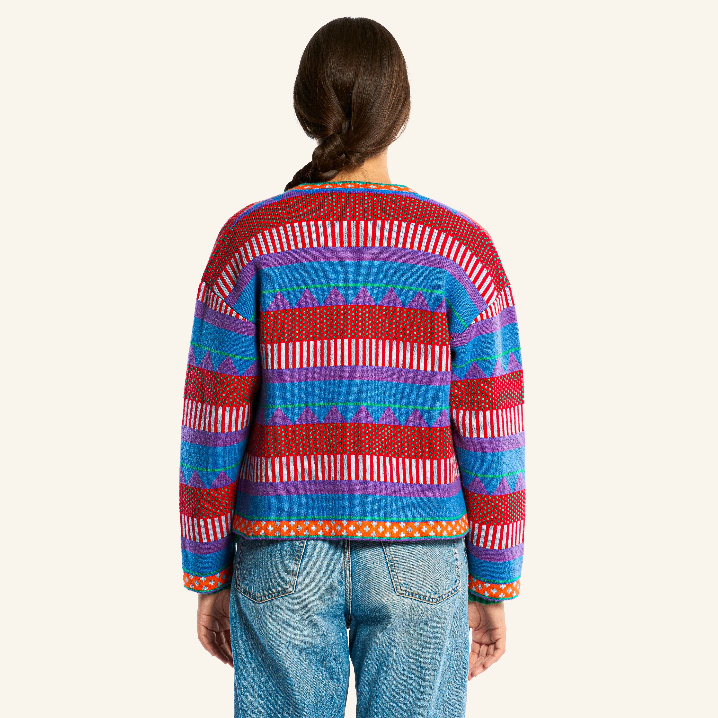 Nicole Cardigan - Blue & Red