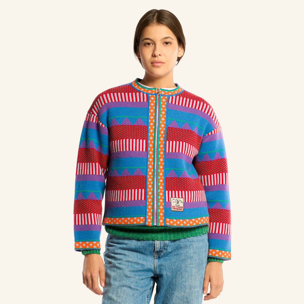 Nicole Cardigan - Blue & Red
