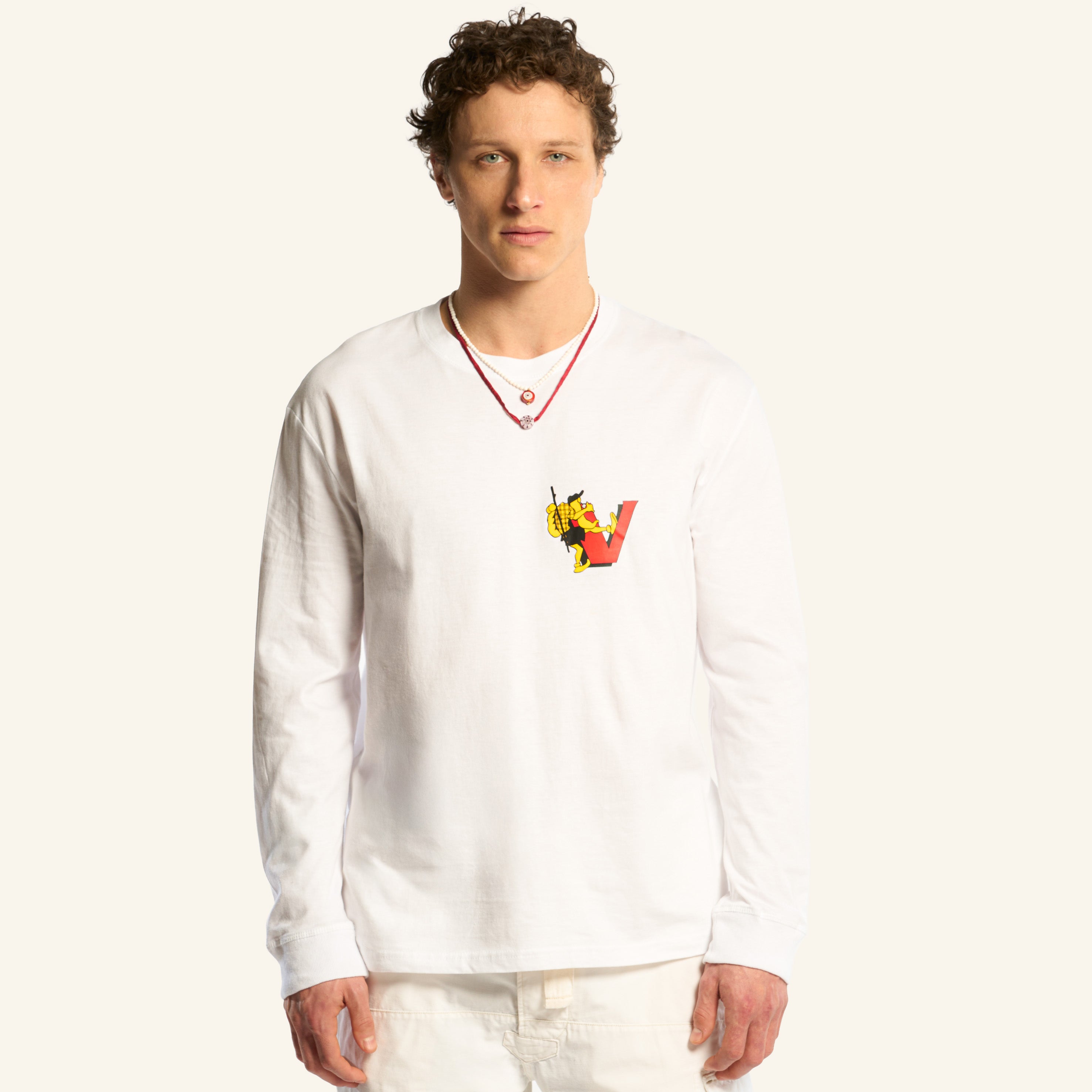 Au Vieux Campeur - T-shirt Manches Longues Grimpeur - Blanc imprimé