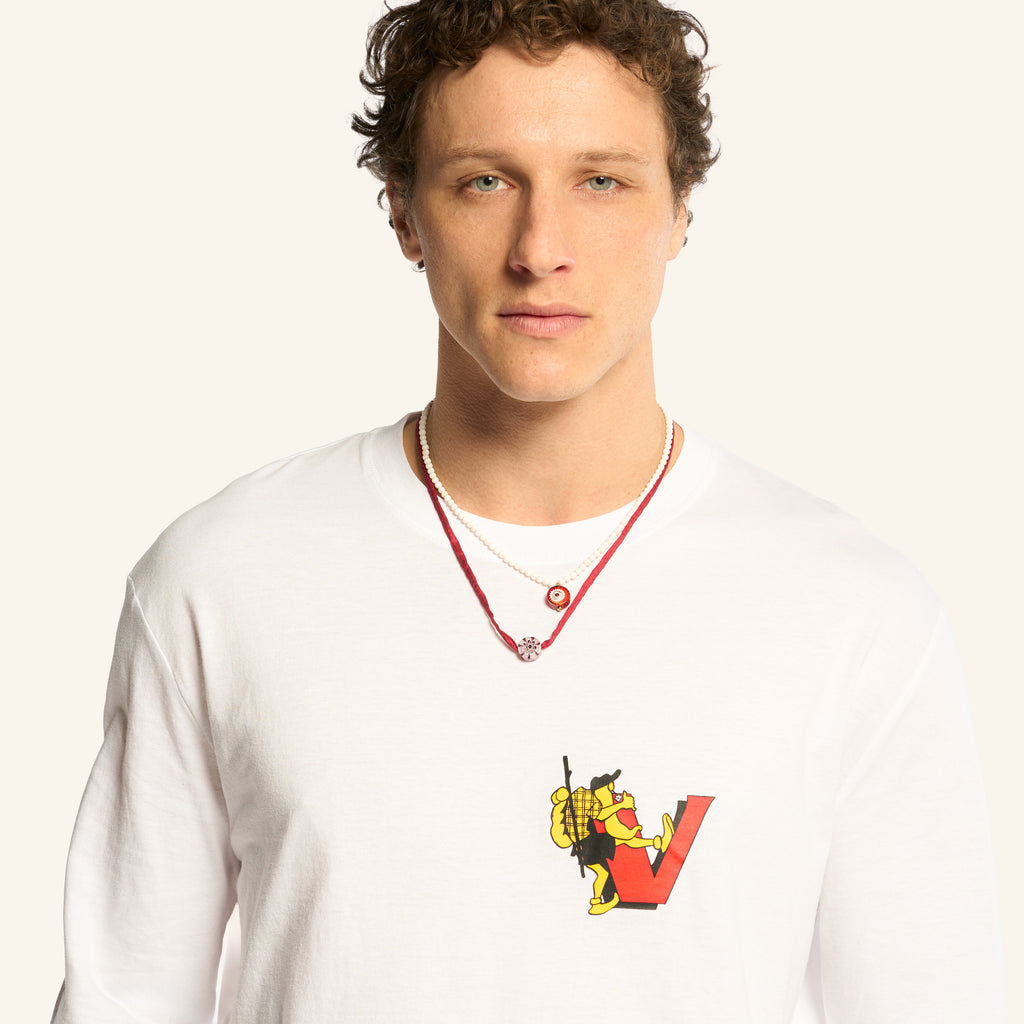 Au Vieux Campeur - T-shirt Manches Longues Grimpeur - Blanc imprimé