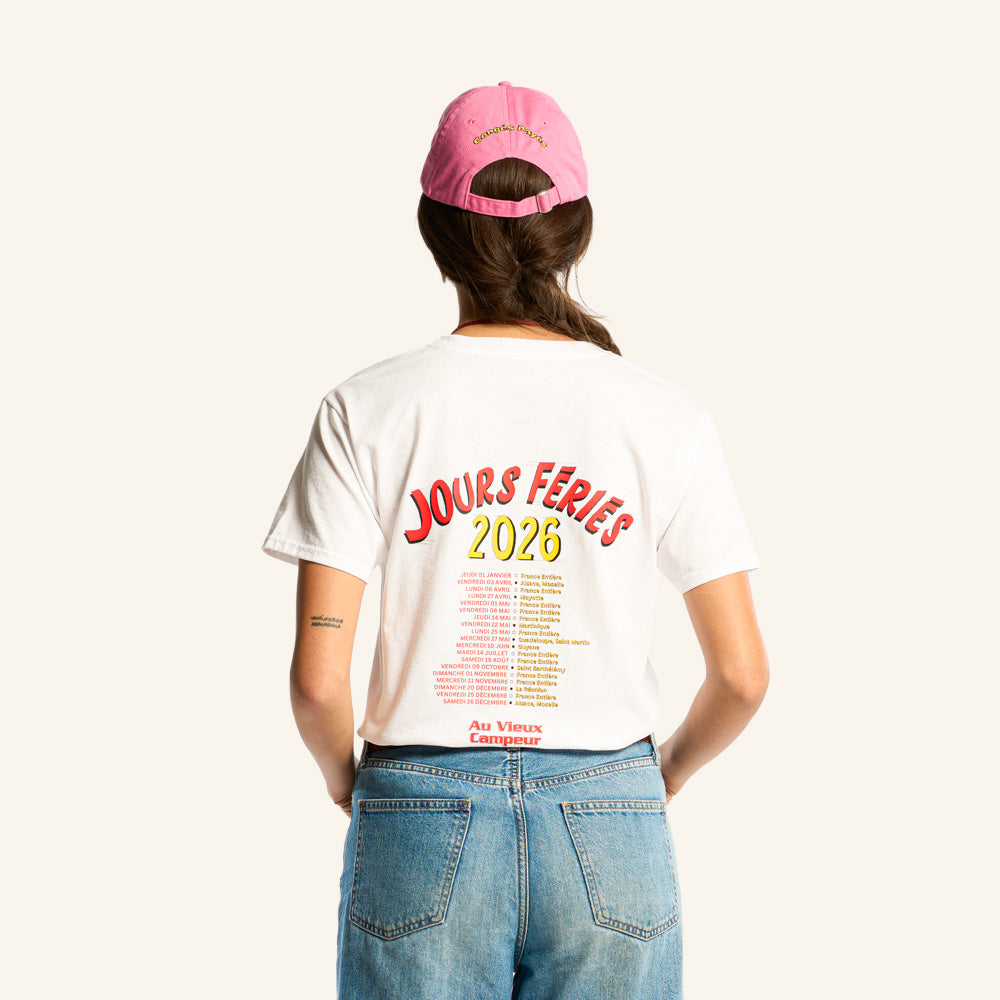 T-shirt Manches Courtes Jours Feries 2026 - Blanc