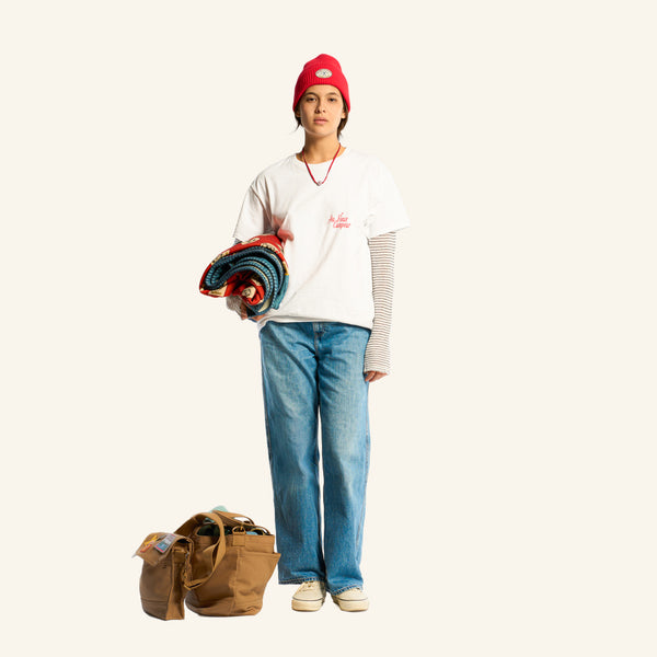 T-shirt Manches Courtes Chaise de Camping - Blanc