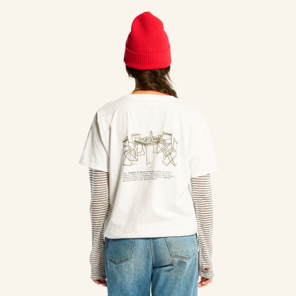 T-shirt Manches Courtes Chaise de Camping - Blanc