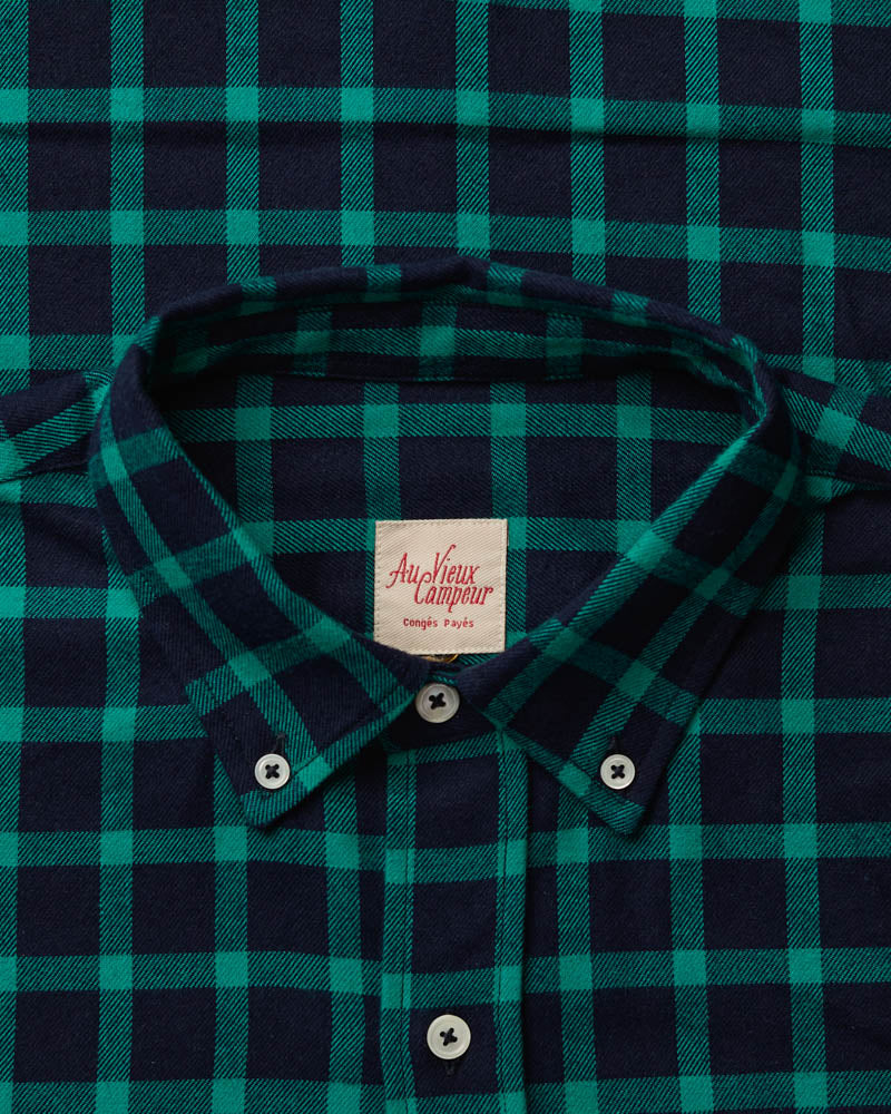 Chemise Elmer Flanelle - Marine & Vert d'eau