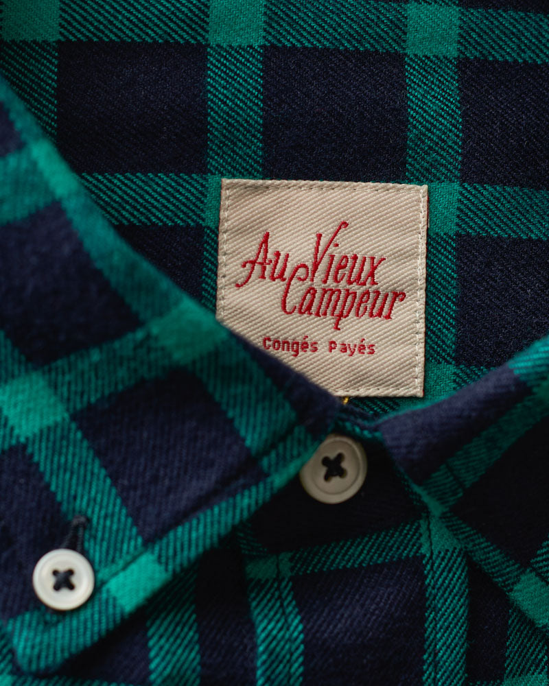 Chemise Elmer Flanelle - Marine & Vert d'eau