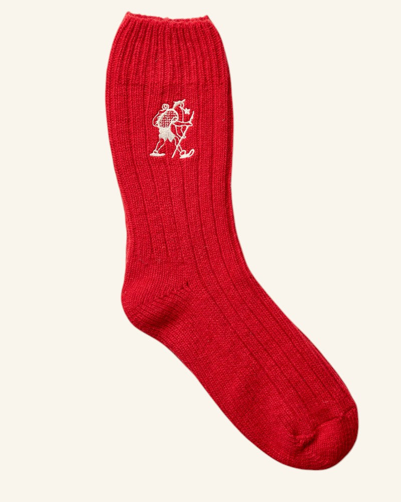 Chaussettes en Laine Marcheur Brodé - Rouge
