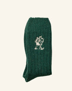 Chaussettes en Laine Marcheur Brodé - Vert Forêt