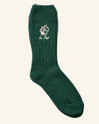 Chaussettes en Laine Marcheur Brodé - Vert Forêt