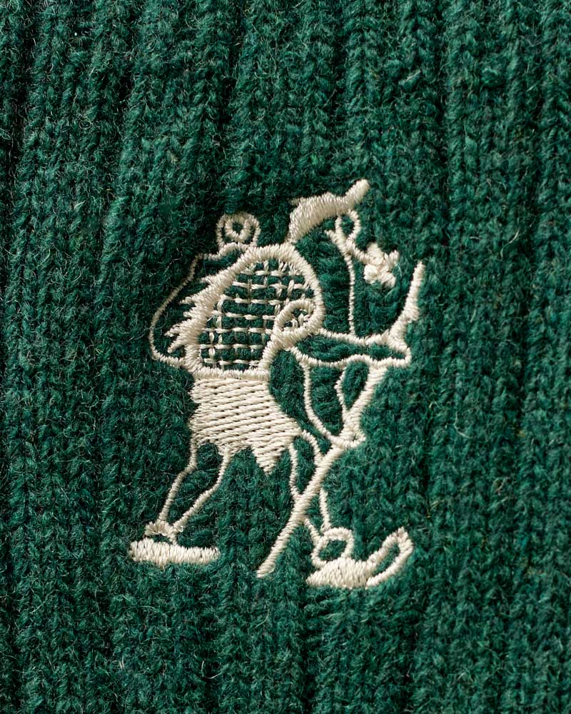 Chaussettes en Laine Marcheur Brodé - Vert Forêt