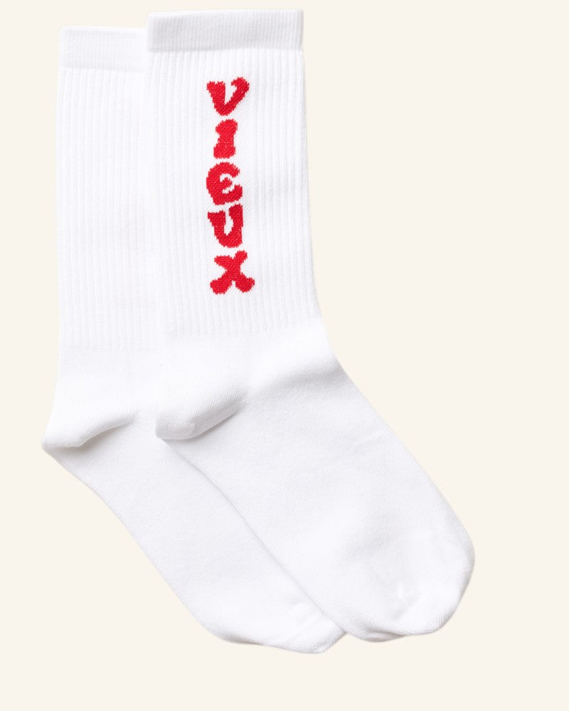 Chaussettes Vieux - Blanc & Rouge