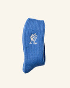 Chaussettes en Laine Marcheur Brodé - Bleu Royal