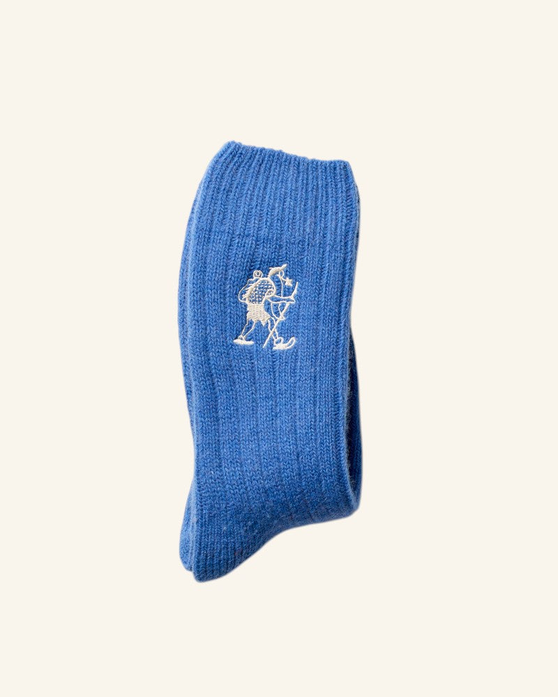 Chaussettes en Laine Marcheur Brodé - Bleu Royal
