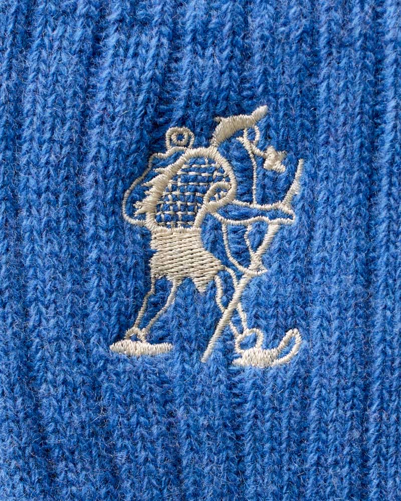 Chaussettes en Laine Marcheur Brodé - Bleu Royal