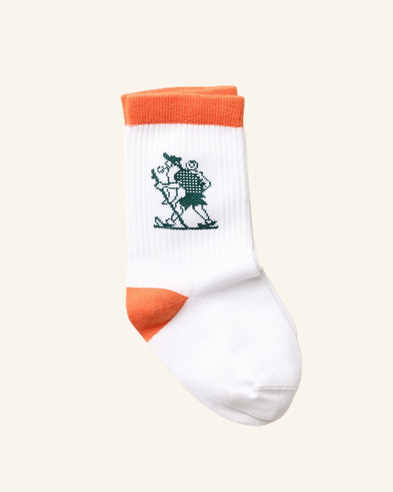 Chaussettes Marcheur Kids - Blanc Orange & Vert