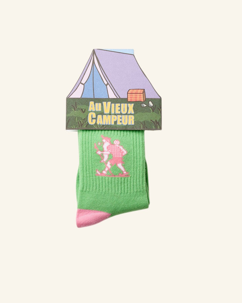 Chaussettes Marcheur Kids - Vert & Rose
