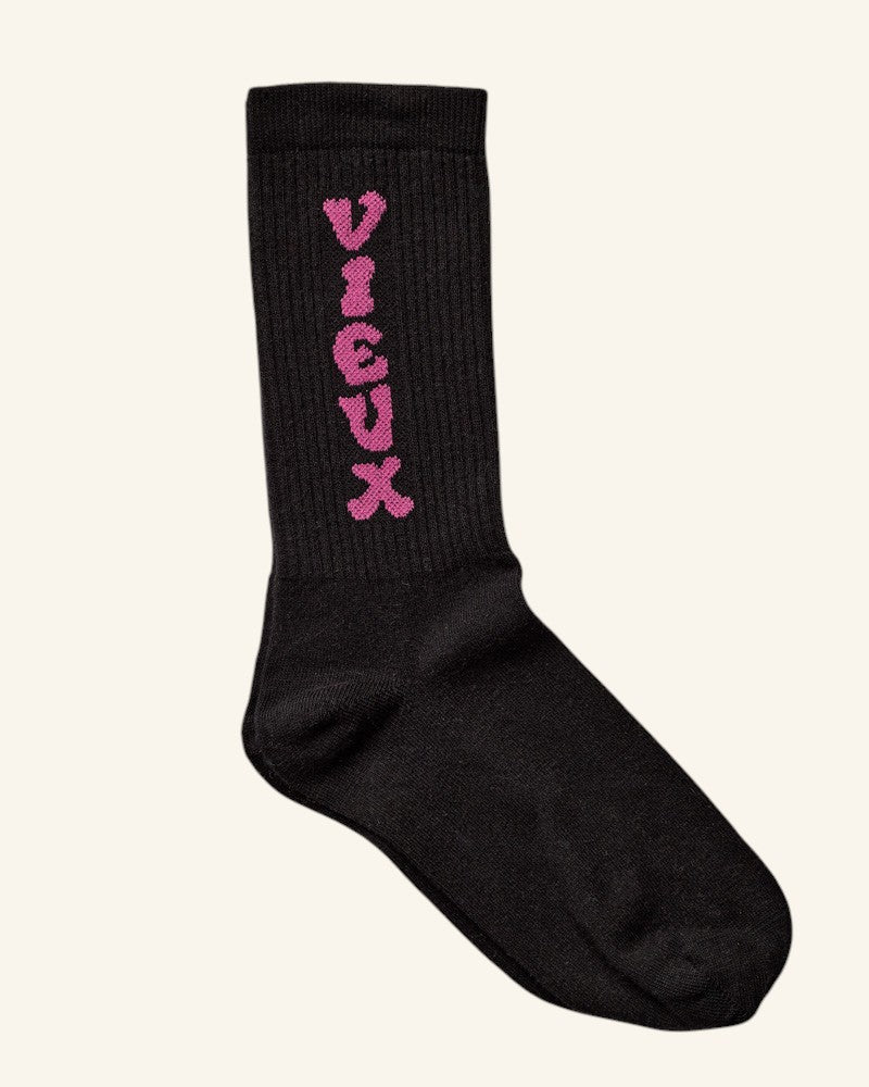 Chaussettes Vieux - Noir & Rose