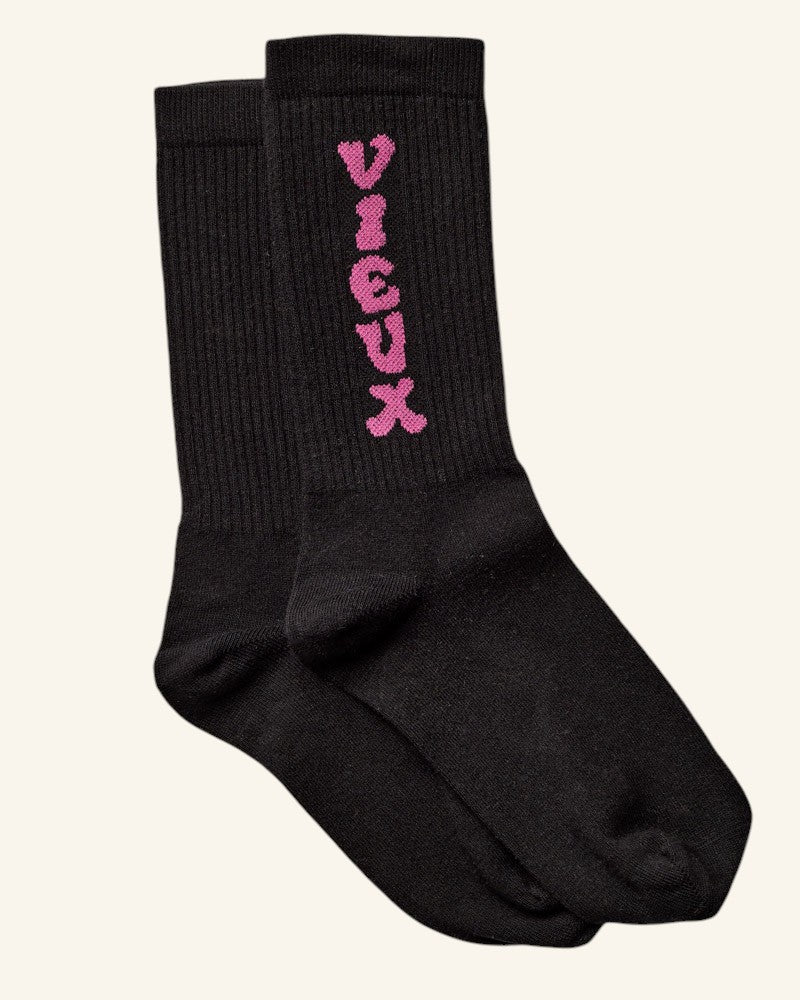 Chaussettes Vieux - Noir & Rose