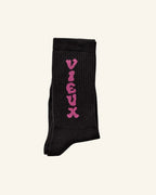 Chaussettes Vieux - Noir & Rose