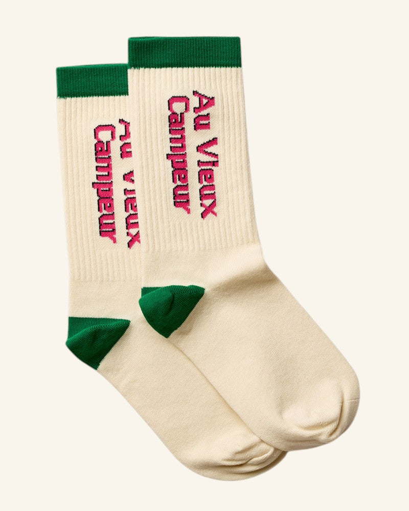 Chaussettes AVC - Ecru Vert & Rose