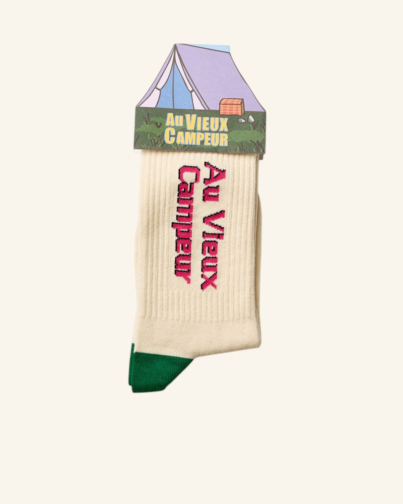 Chaussettes AVC - Ecru Vert & Rose