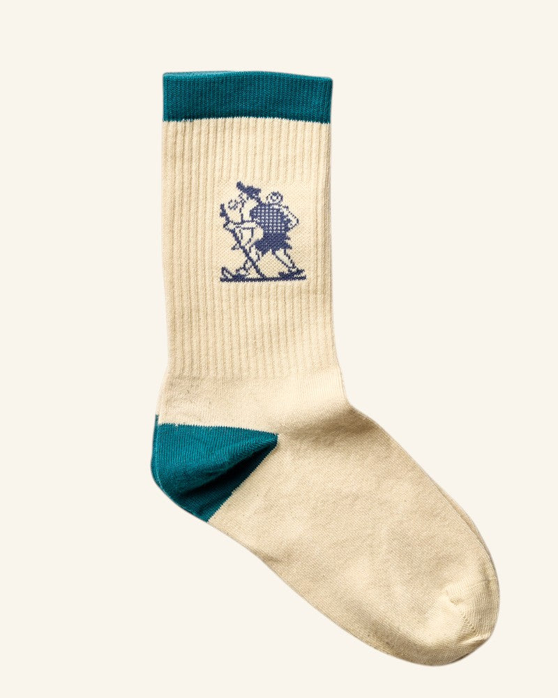 Chaussettes Marcheur - Ecru Bleu & Violet