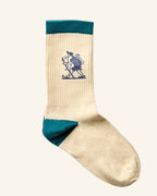 Chaussettes Marcheur - Ecru Bleu & Violet