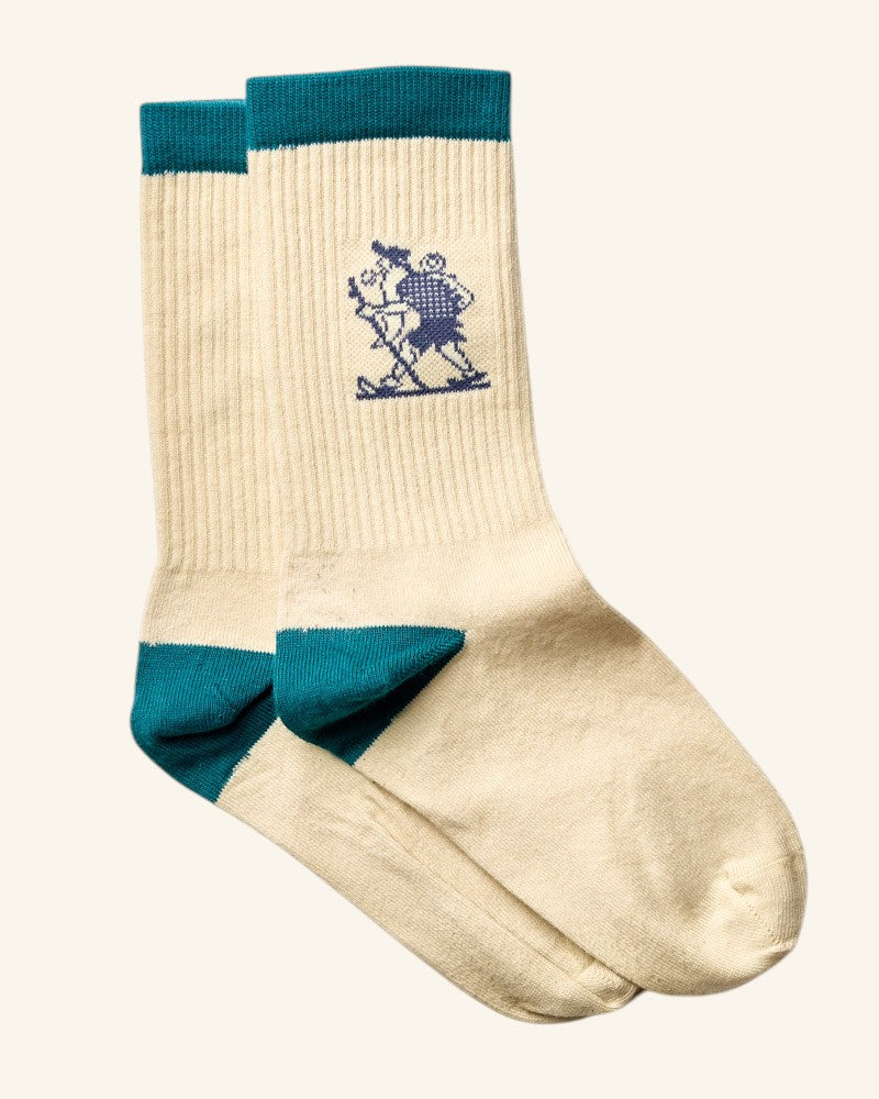 Chaussettes Marcheur - Ecru Bleu & Violet