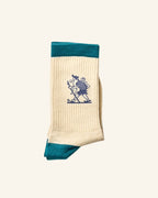 Chaussettes Marcheur - Ecru Bleu & Violet